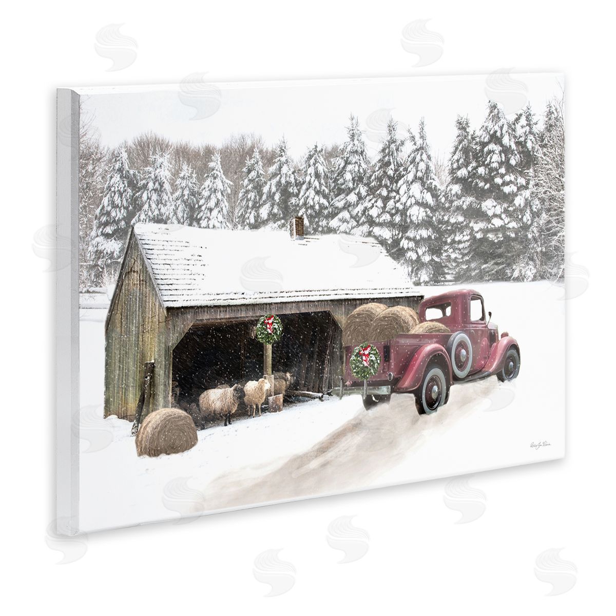 Snowy Winter Farm Sheep Wood Plaque Wall Art, Home Decor by Robin-Lee Viera