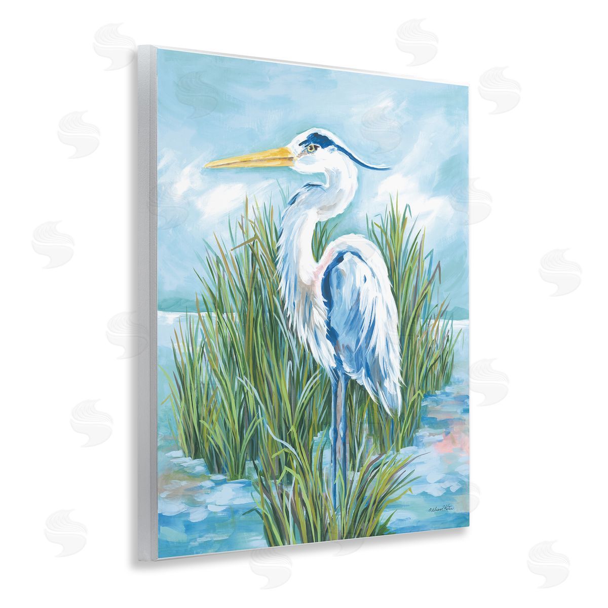Coastal Heron Bird Wood Plaque Wall Art, Home Decor by Diane Kater