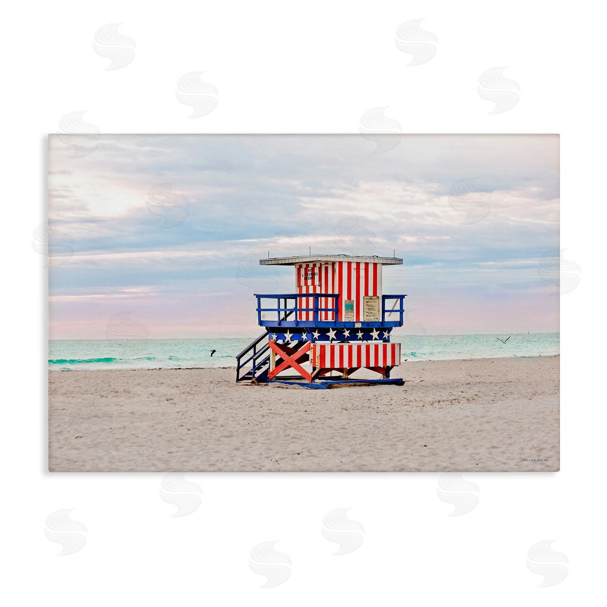 Patriotic Lifeguard Hut Canvas Wall Art, Home Decor by Seven Trees Design