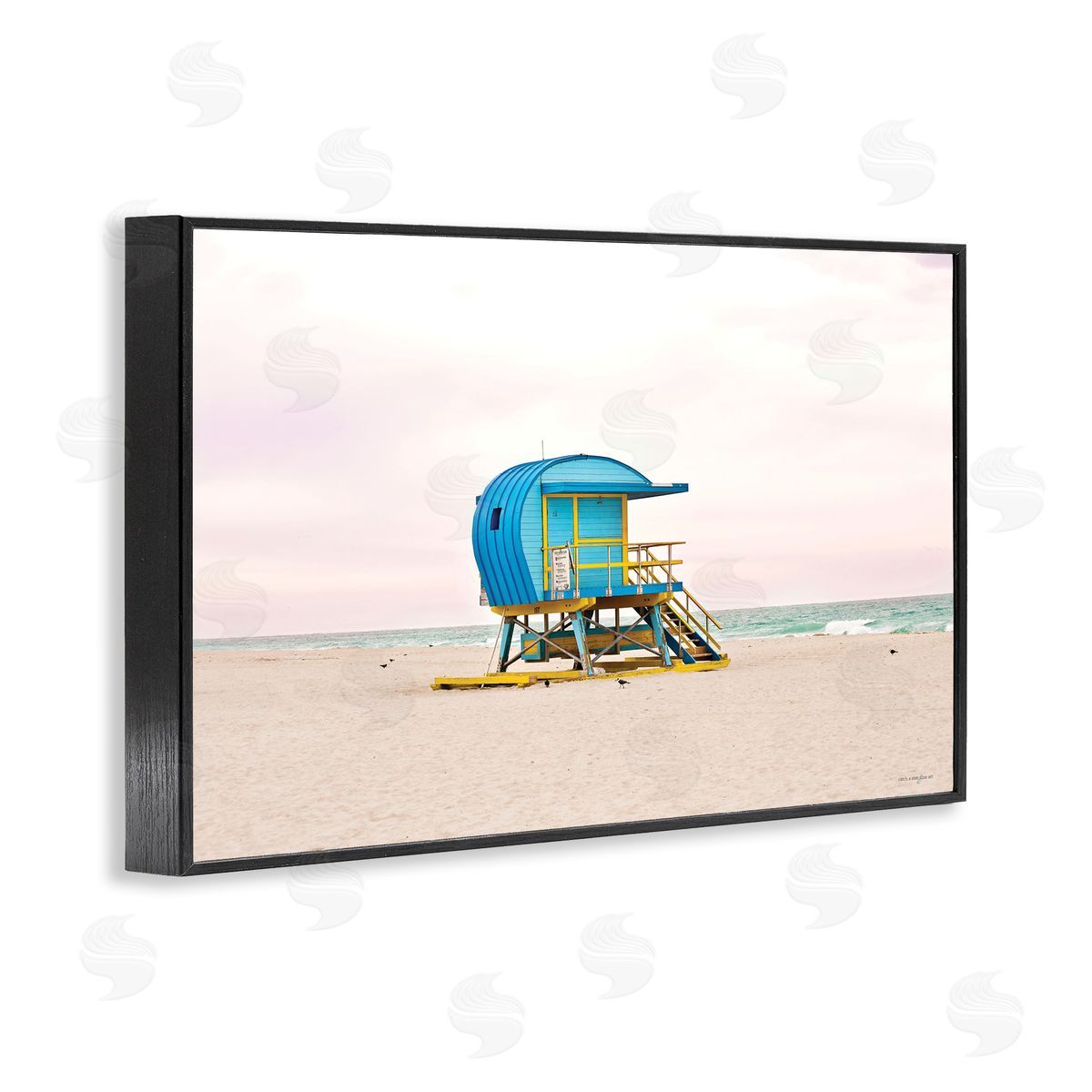 Summer Lifeguard Cabin Black Frame Print Wall Art, Home Decor by Seven Trees Design