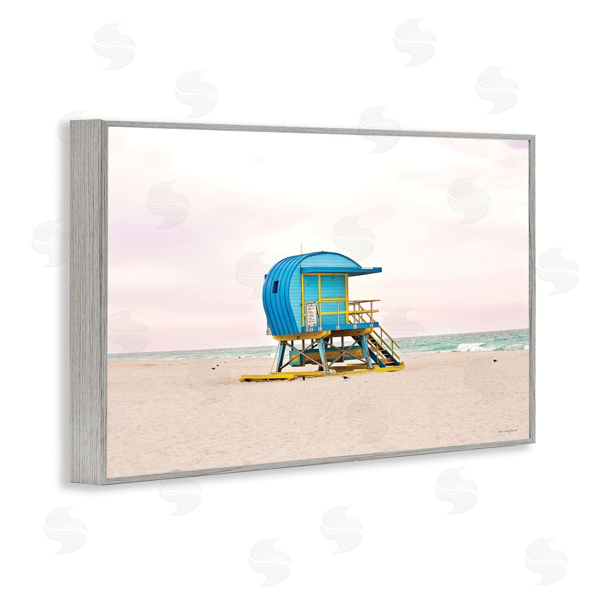 Summer Lifeguard Cabin Grey Frame Print Wall Art, Home Decor by Seven Trees Design