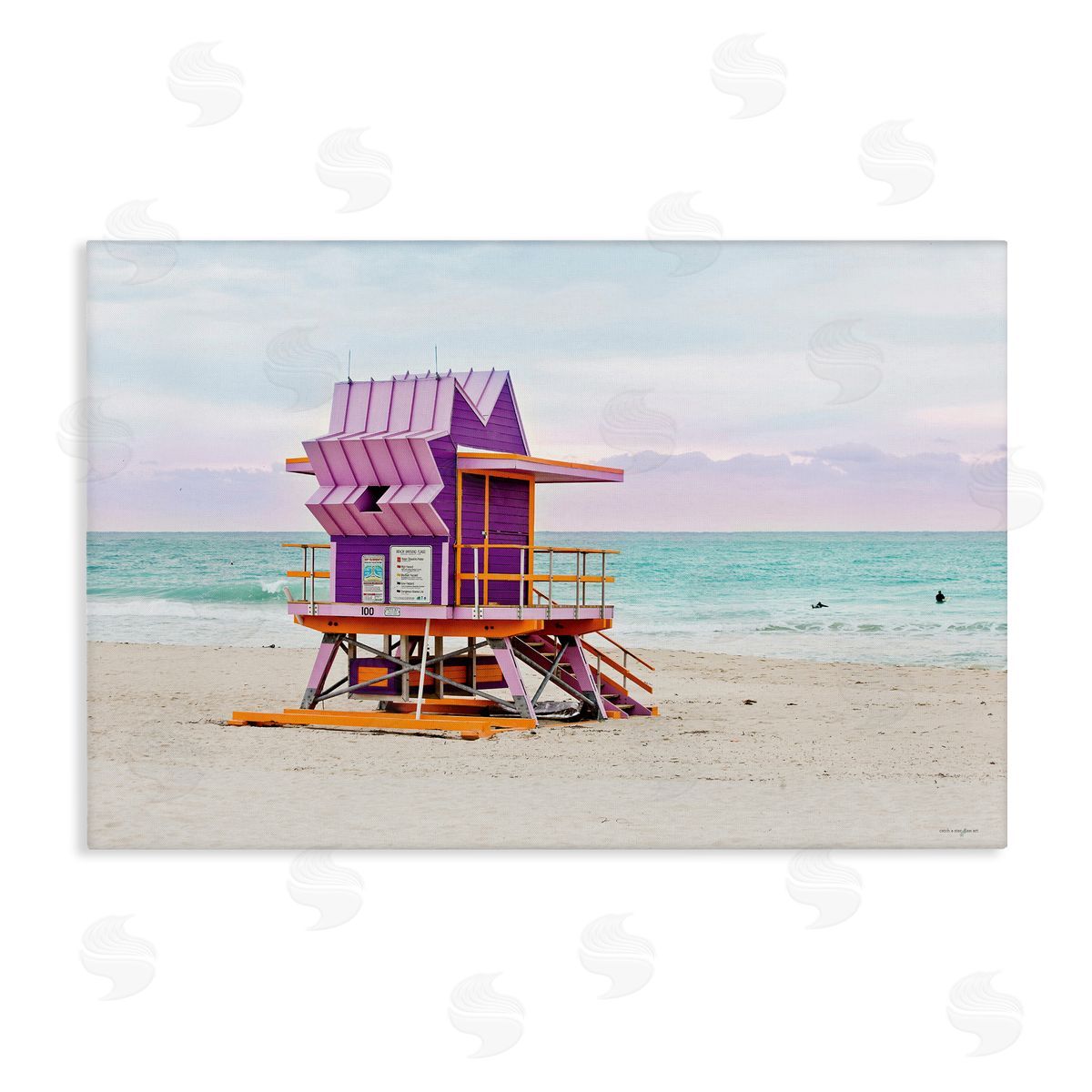 Purple Lifeguard Building Canvas Wall Art, Home Decor by Seven Trees Design