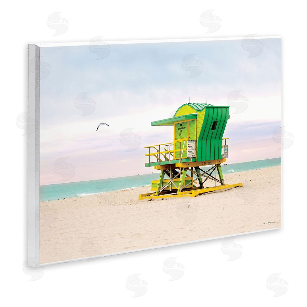 Lime Green Lifeguard Hut Wood Plaque Wall Art, Home Decor by Seven Trees Design
