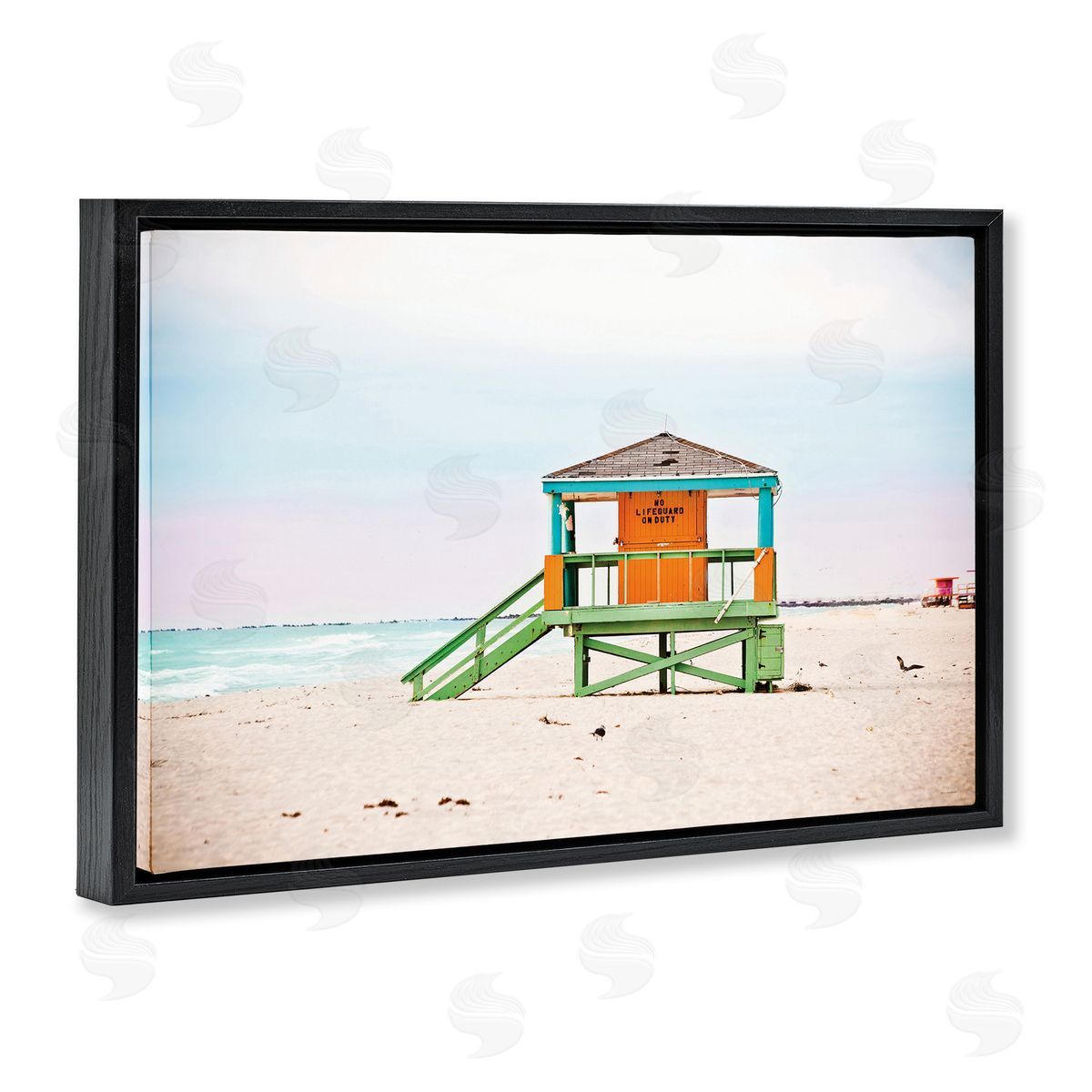 No Lifeguard On Duty Black Floating Frame Canvas Wall Art, Home Decor by Seven Trees Design