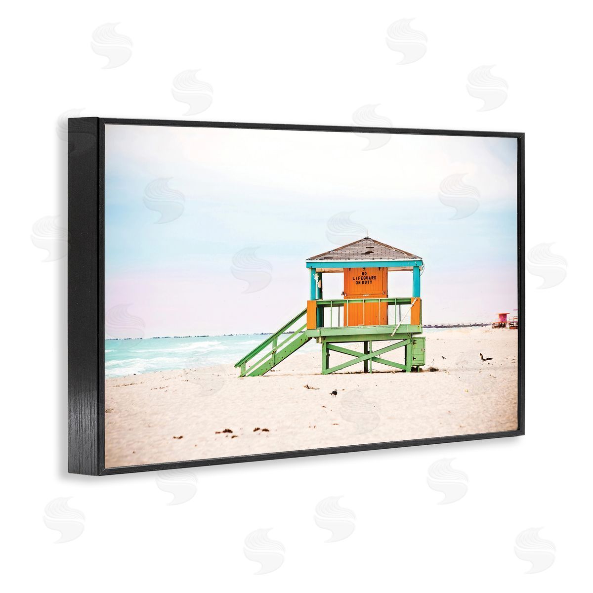 No Lifeguard On Duty Black Frame Print Wall Art, Home Decor by Seven Trees Design