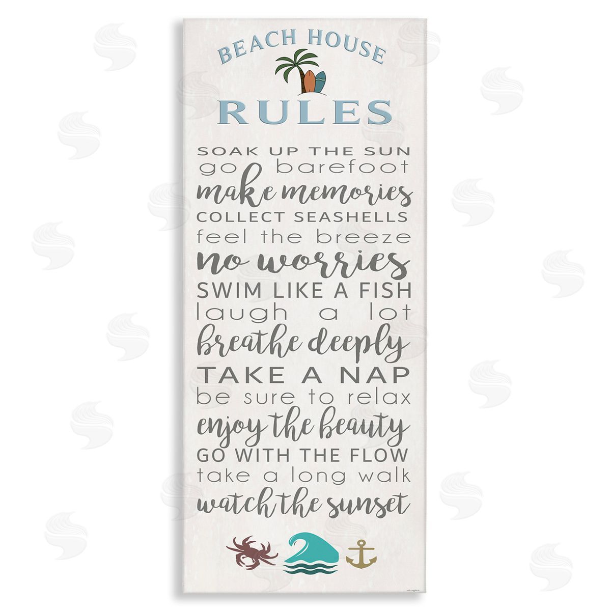 Fun Activities Beach House Rules Canvas Wall Art, Home Decor by Seven Trees Design