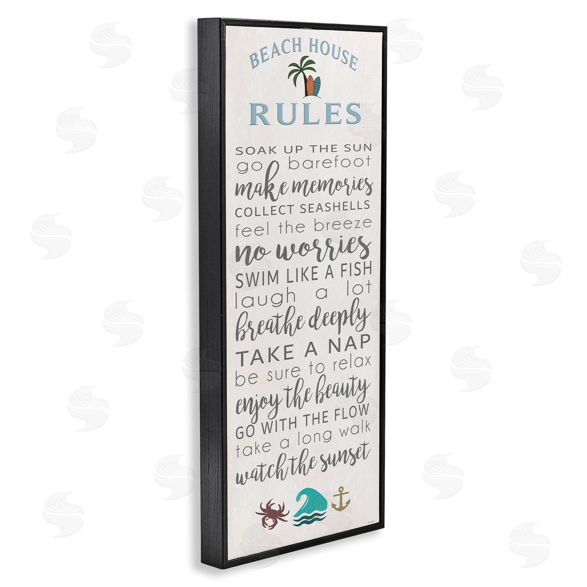 Fun Activities Beach House Rules Black Frame Print Wall Art, Home Decor by Seven Trees Design