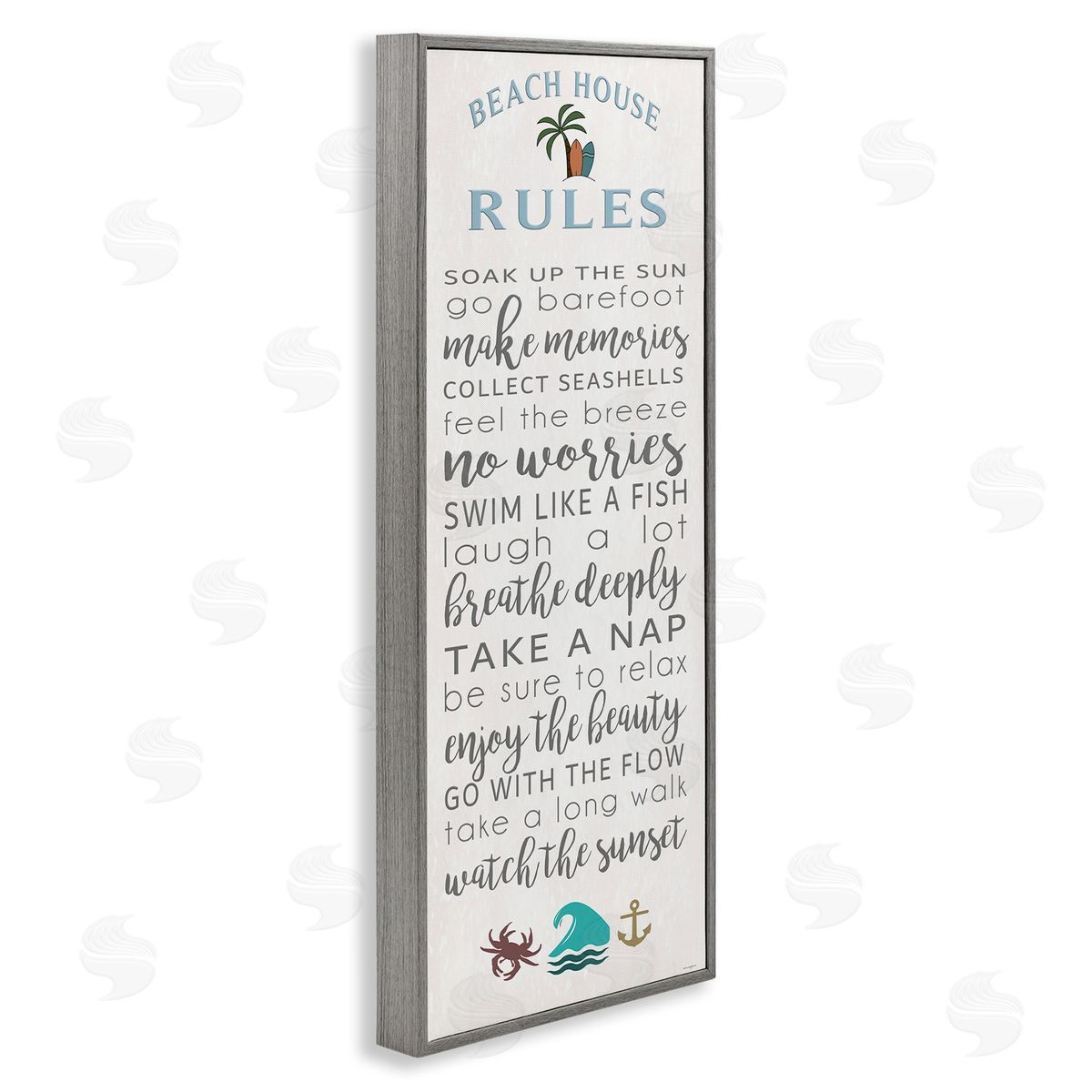 Fun Activities Beach House Rules Grey Frame Print Wall Art, Home Decor by Seven Trees Design