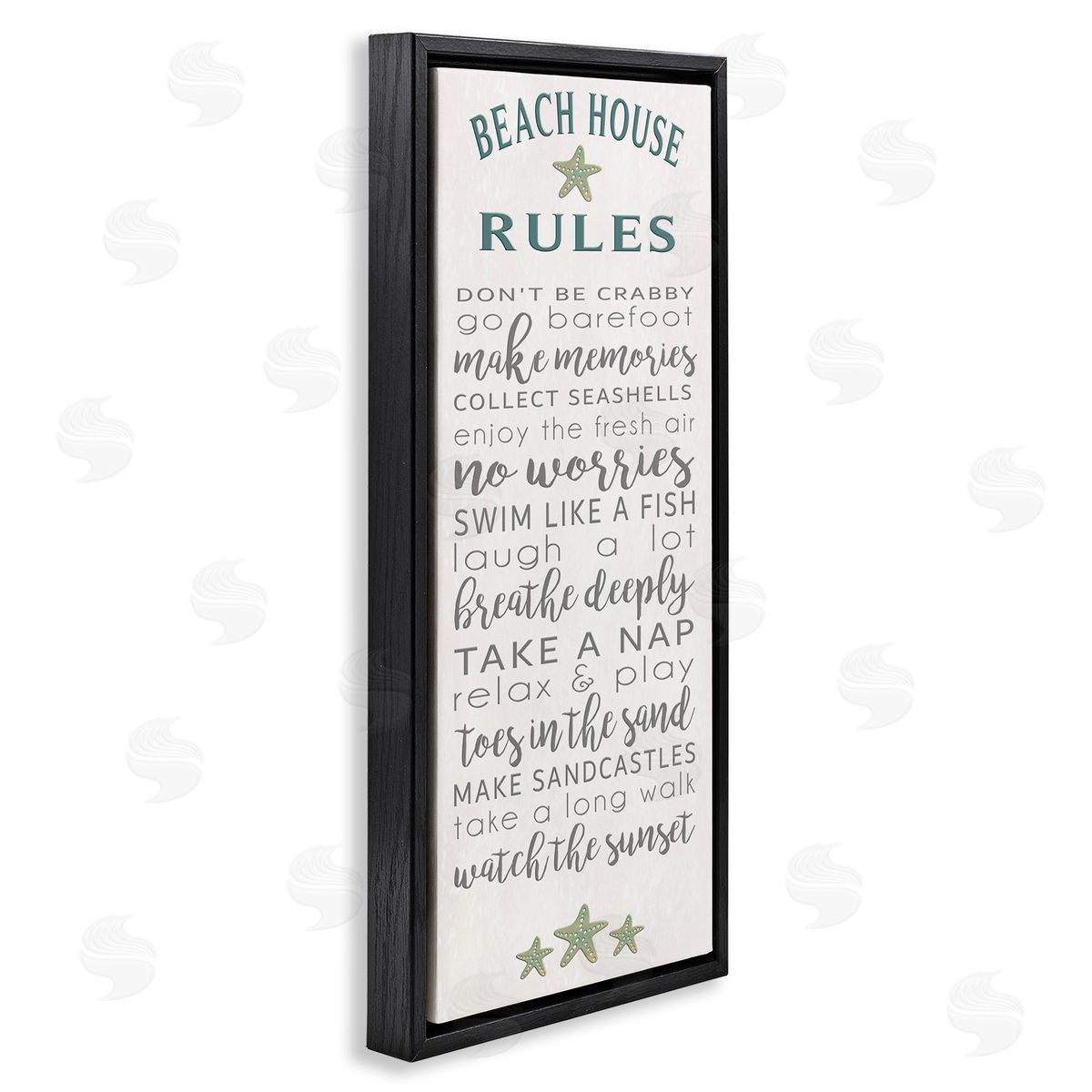 Fun Recreations Beach Rules Black Floating Frame Canvas Wall Art, Home Decor by Seven Trees Design