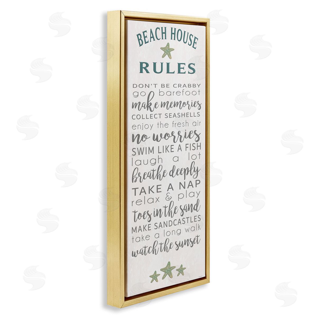Fun Recreations Beach Rules Gold Floating Frame Canvas Wall Art, Home Decor by Seven Trees Design