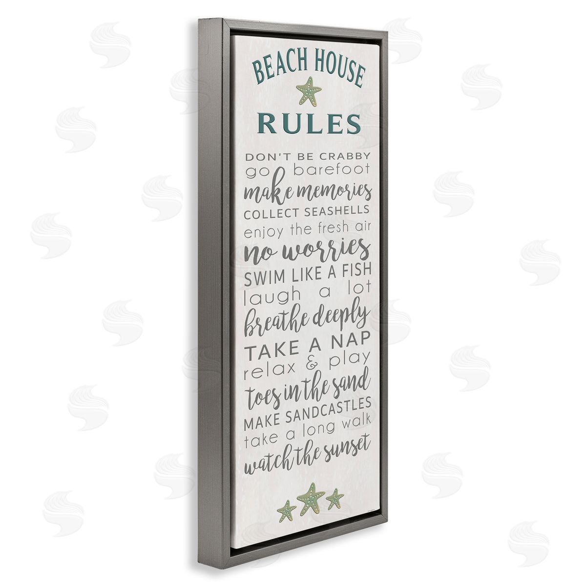 Fun Recreations Beach Rules Grey Floating Frame Canvas Wall Art, Home Decor by Seven Trees Design