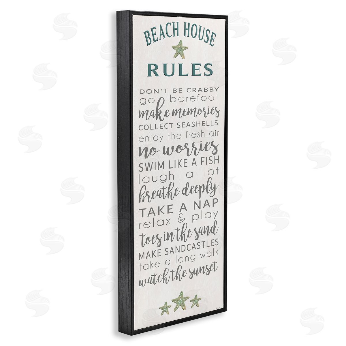 Fun Recreations Beach Rules Black Frame Print Wall Art, Home Decor by Seven Trees Design