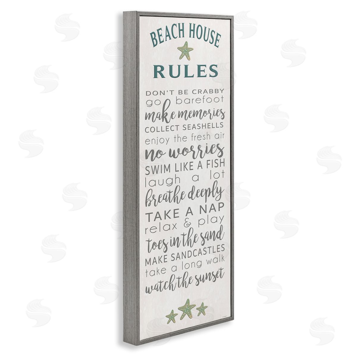 Fun Recreations Beach Rules Grey Frame Print Wall Art, Home Decor by Seven Trees Design