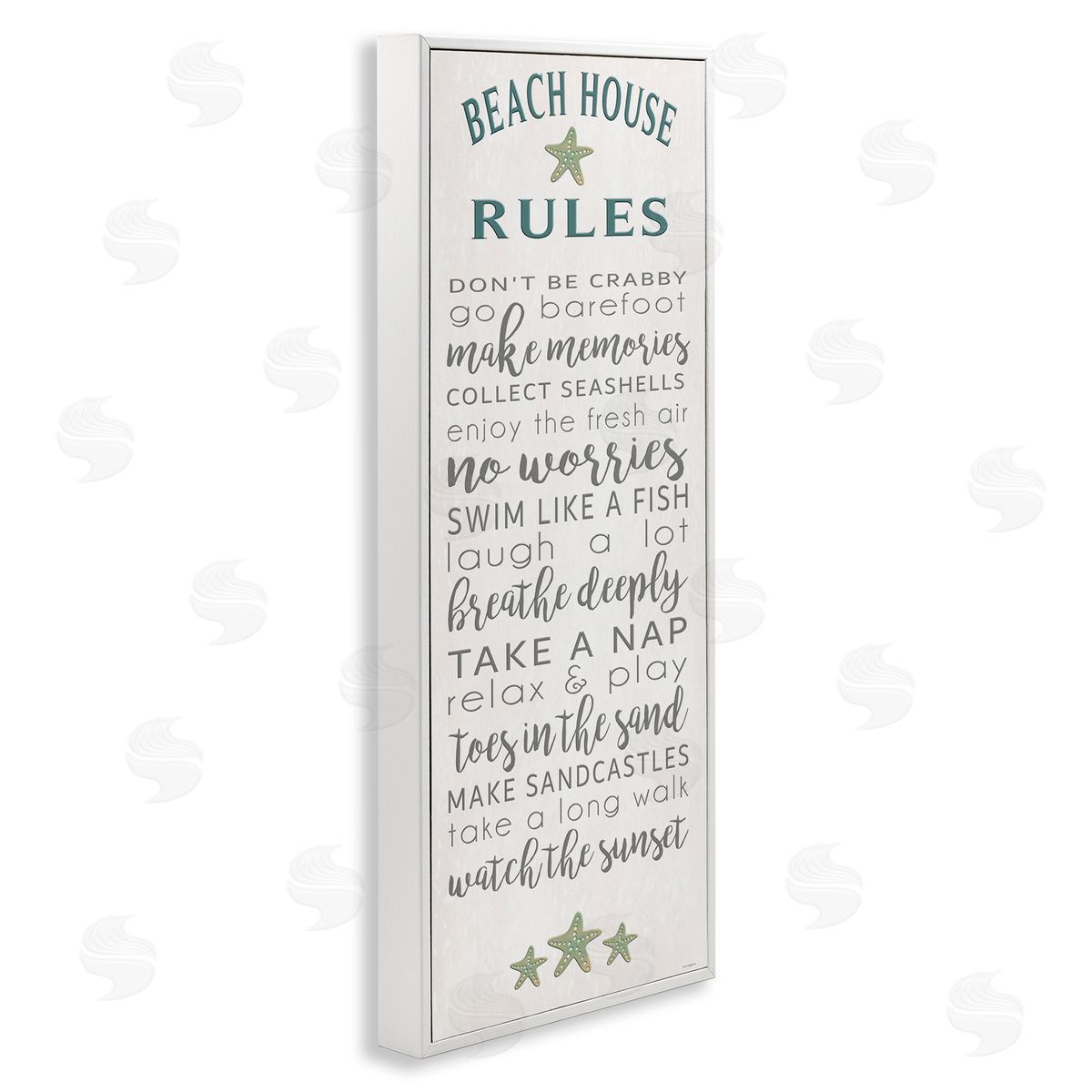 Fun Recreations Beach Rules White Frame Print Wall Art, Home Decor by Seven Trees Design