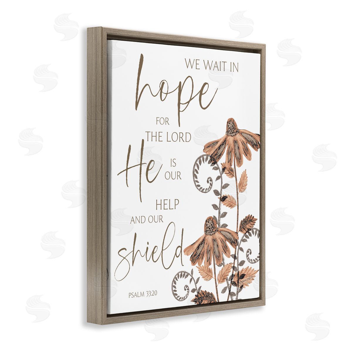 He Is Our Help & Shield Brown Floating Frame Canvas Wall Art, Home Decor by Annie LaPoint