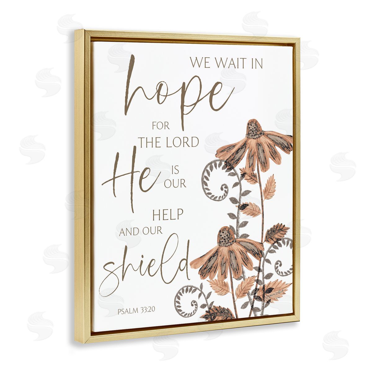 He Is Our Help & Shield Gold Floating Frame Canvas Wall Art, Home Decor by Annie LaPoint