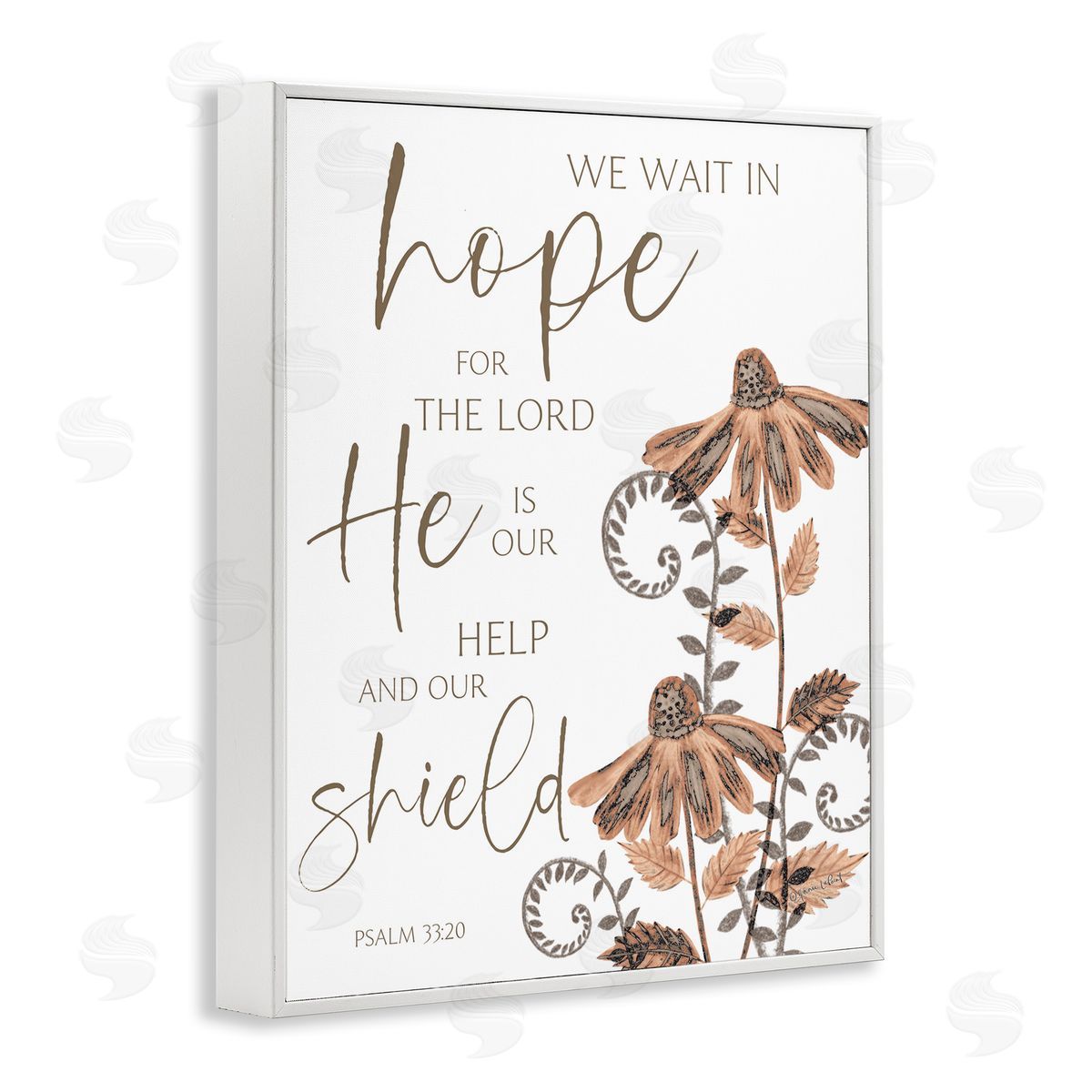 He Is Our Help & Shield White Frame Print Wall Art, Home Decor by Annie LaPoint