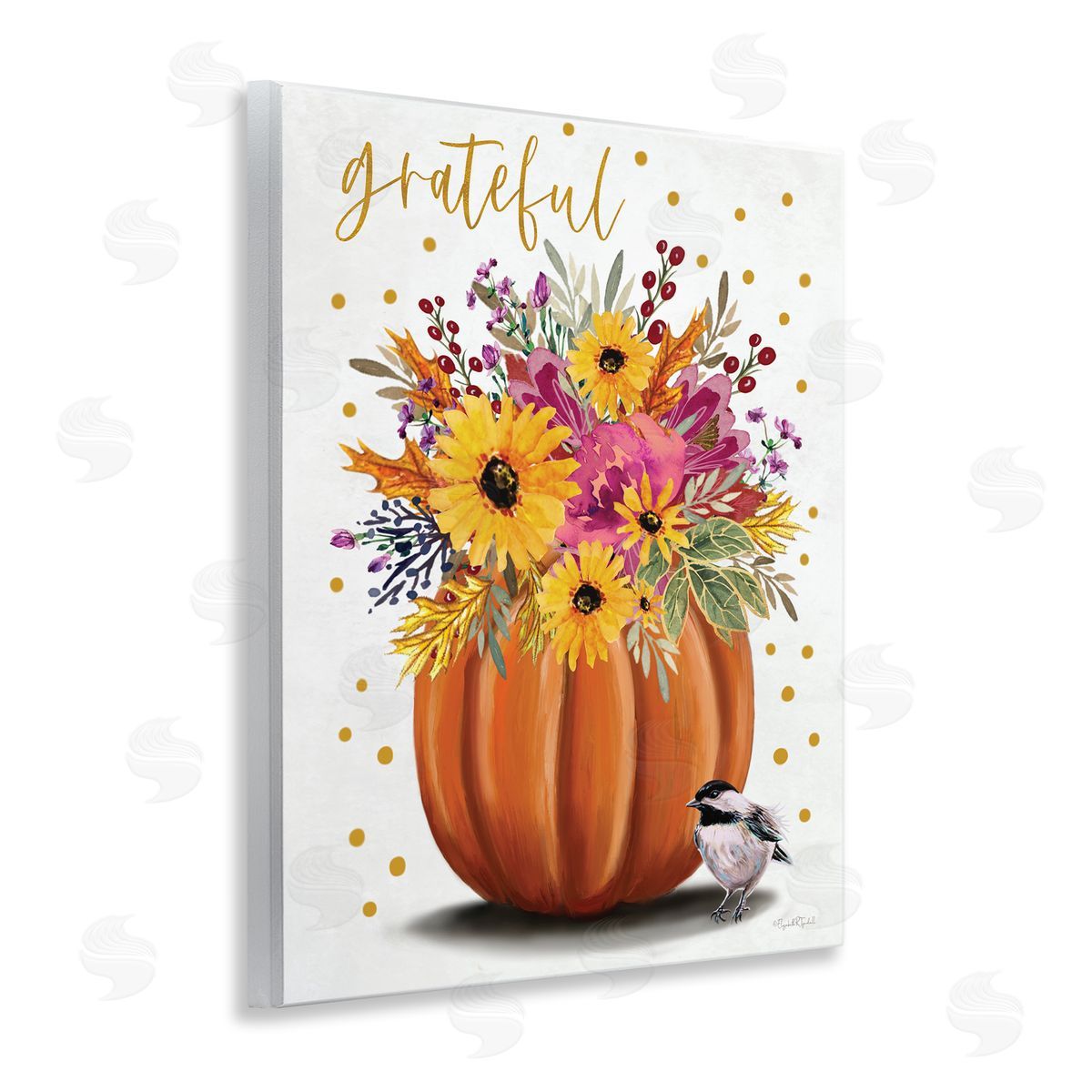 Grateful Pumpkin Bouquet Wood Plaque Wall Art, Home Decor by Elizabeth Tyndall