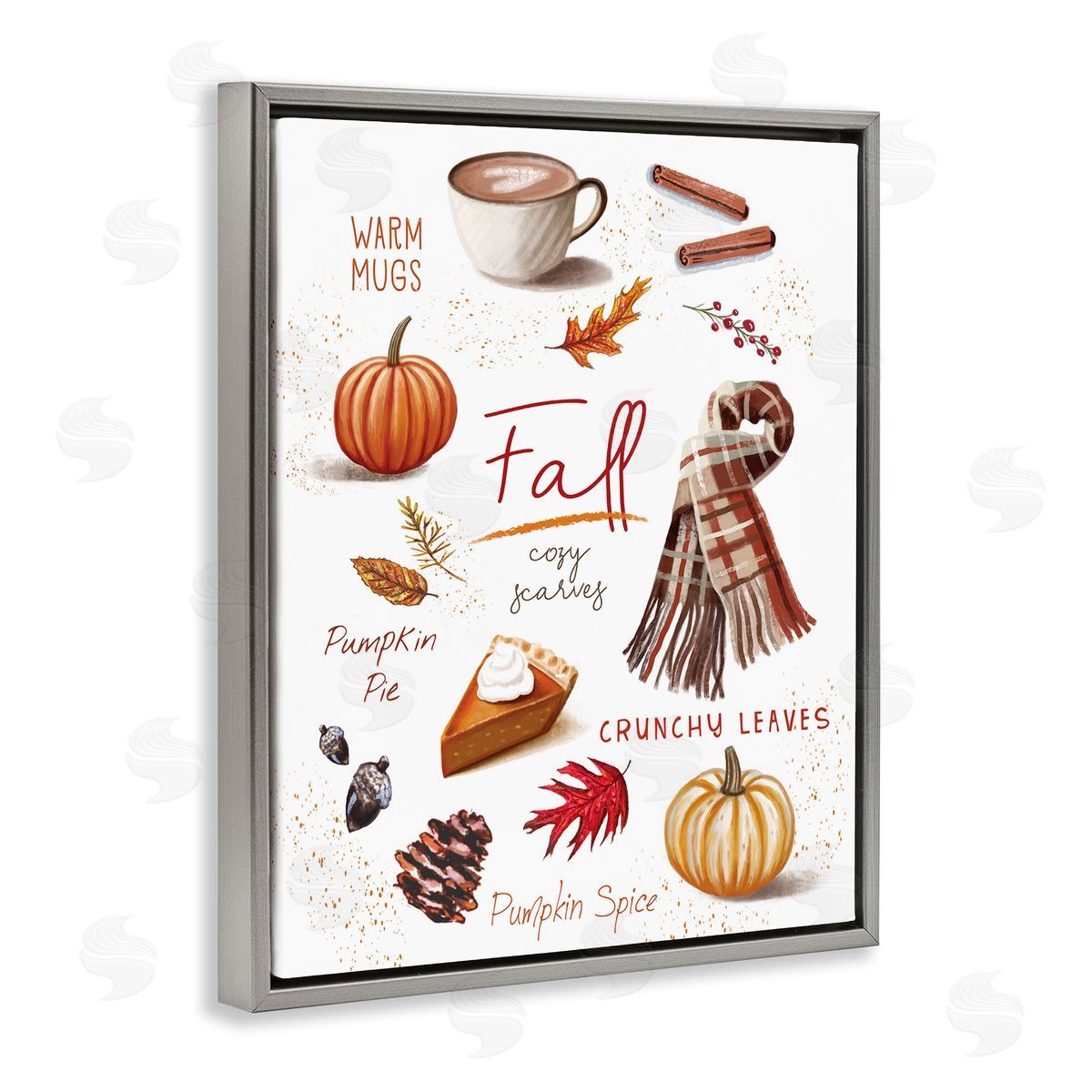 Favorite Autumn Things Grey Floating Frame Canvas Wall Art, Home Decor by Elizabeth Tyndall