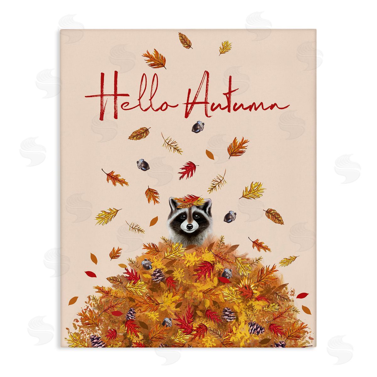 Hello Autumn Raccoon Canvas Wall Art, Home Decor by Elizabeth Tyndall