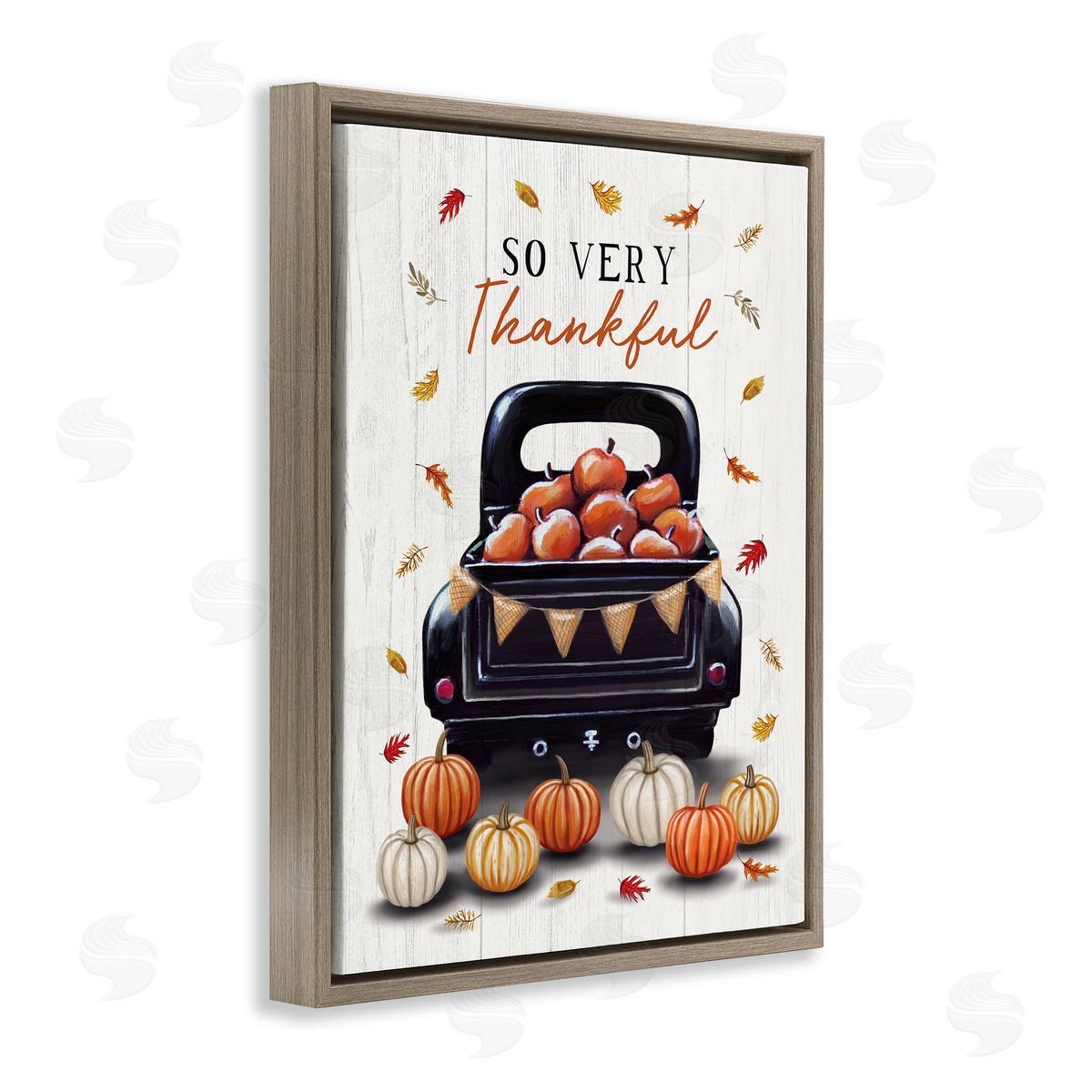 Autumnal So Very Thankful Brown Floating Frame Canvas Wall Art, Home Decor by Elizabeth Tyndall