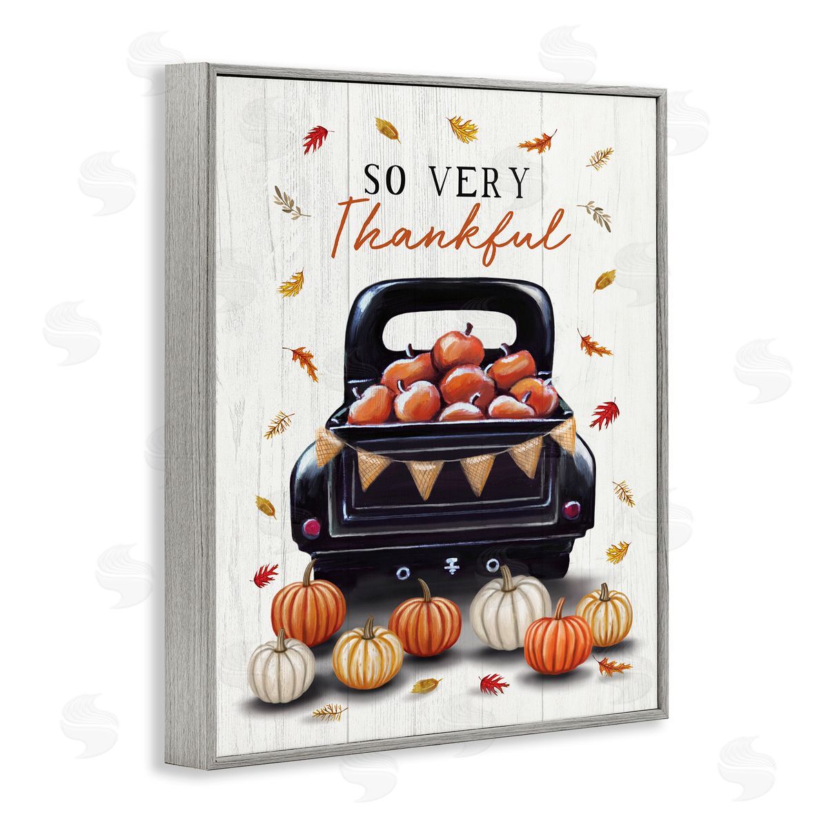 Autumnal So Very Thankful Grey Frame Print Wall Art, Home Decor by Elizabeth Tyndall