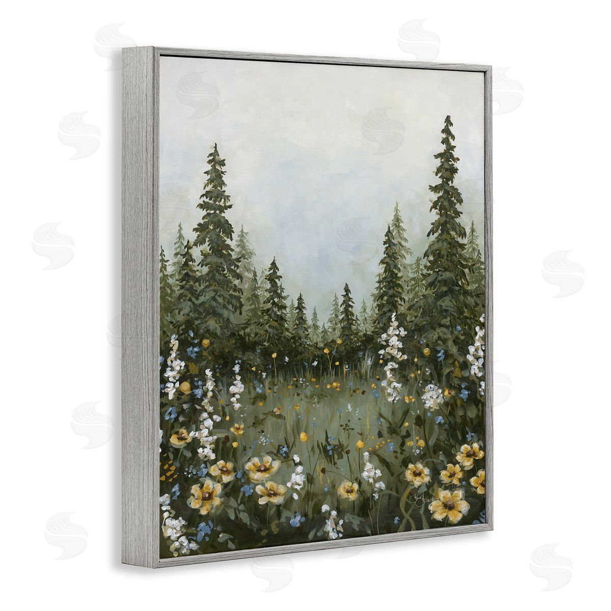 Forest Meadow Clearing Grey Frame Print Wall Art, Home Decor by Hollihocks Art