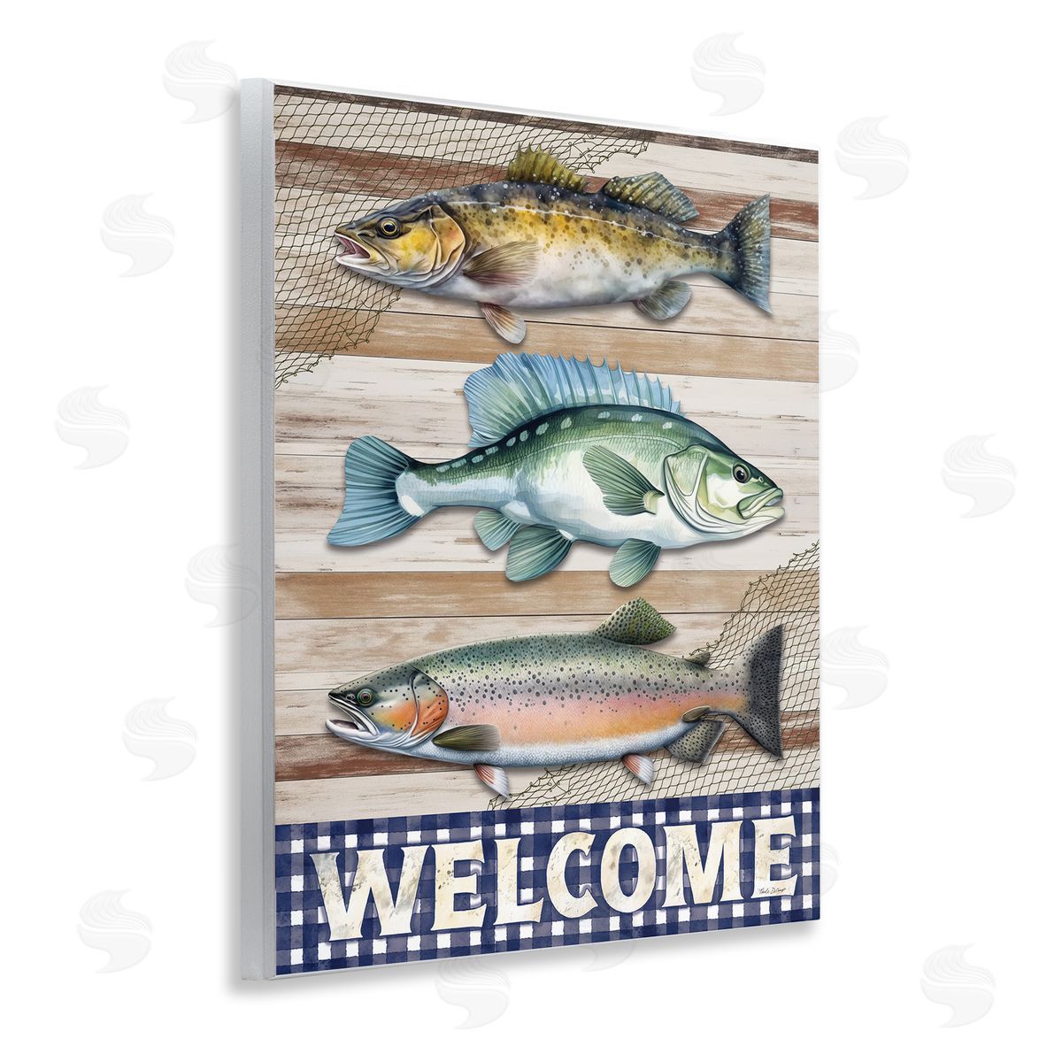 Welcome with Rustic Fish Wood Plaque Wall Art, Home Decor by Nicole DeCamp