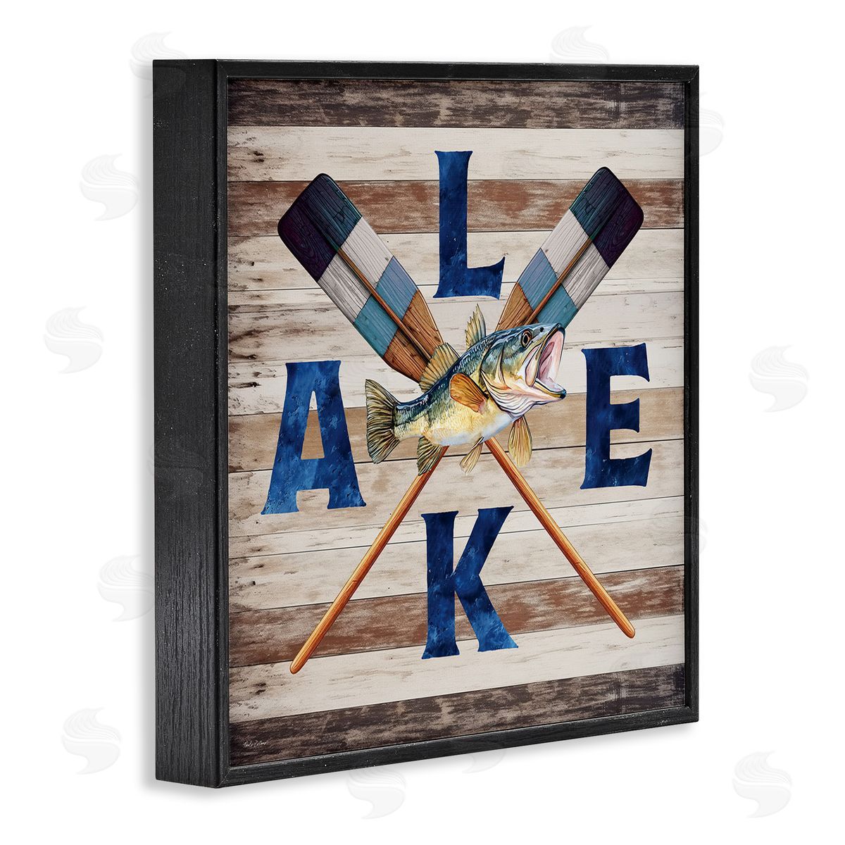 Rustic Lake Boat Oars Black Frame Print Wall Art, Home Decor by Nicole DeCamp