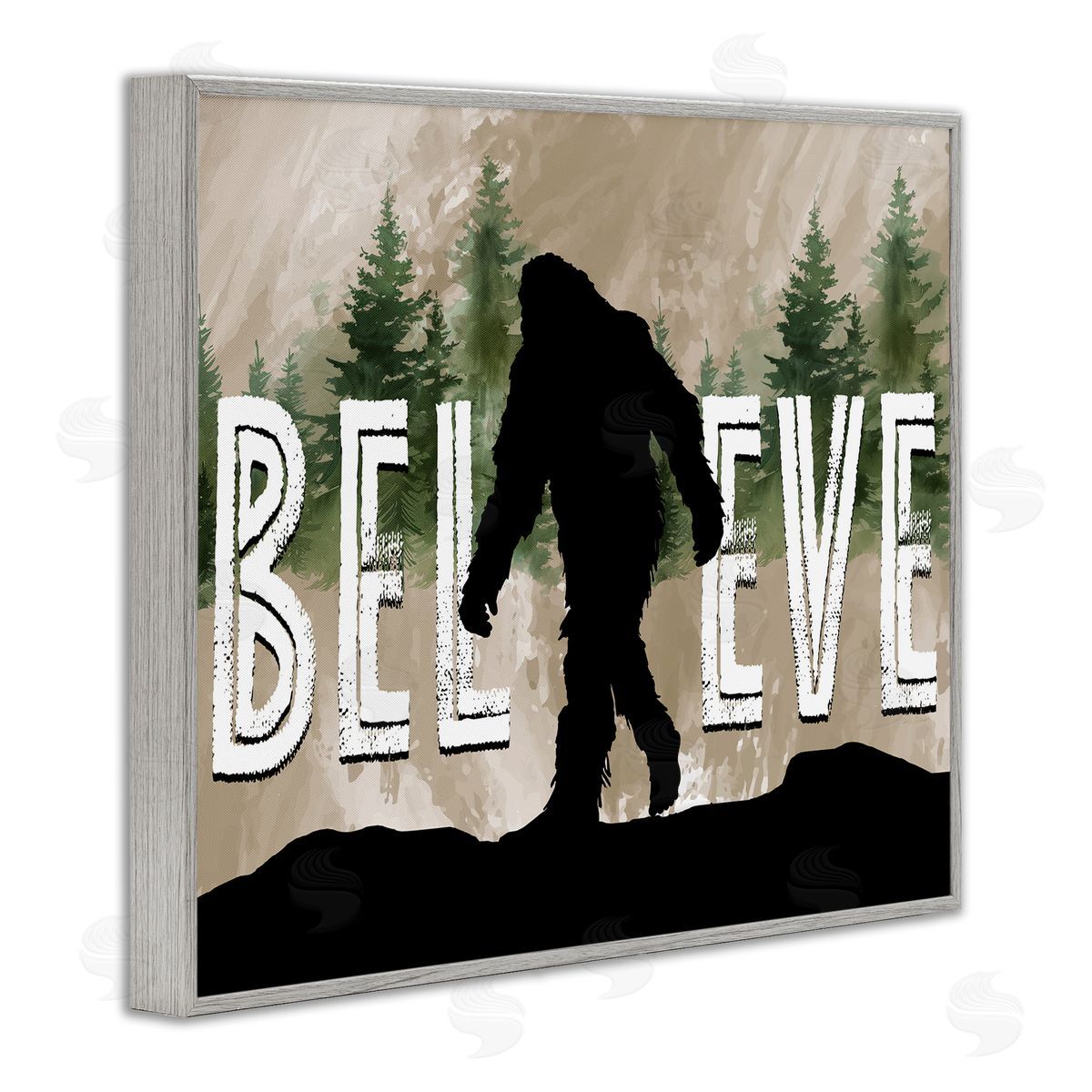Believe Rustic Mythical Creature Grey Frame Print Wall Art, Home Decor by Nicole DeCamp