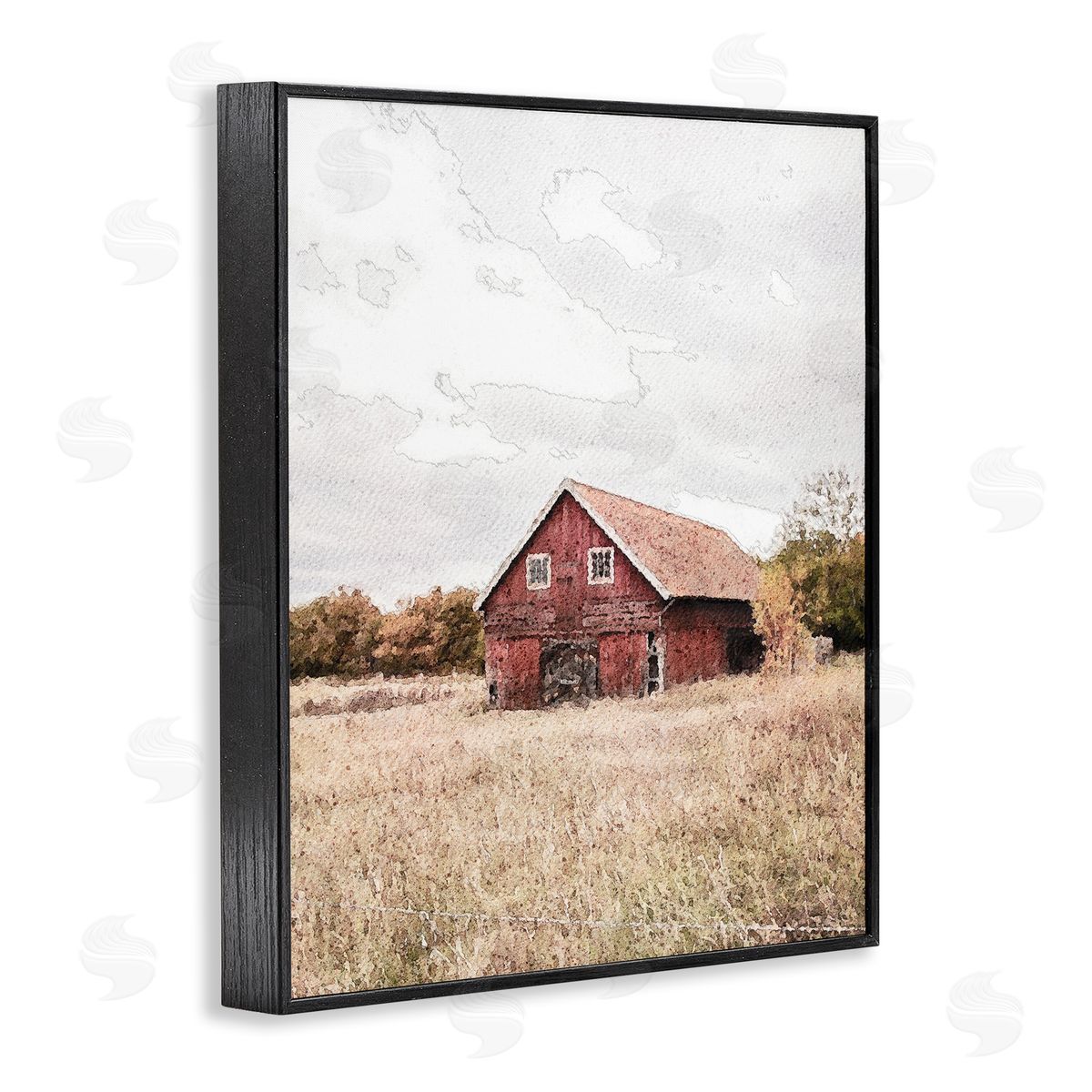 Red Barn Country Terrain Black Frame Print Wall Art, Home Decor by Susan Ball