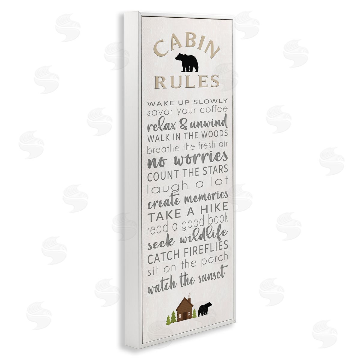 Fun Adventure Cabin Rules White Frame Print Wall Art, Home Decor by Seven Trees Design