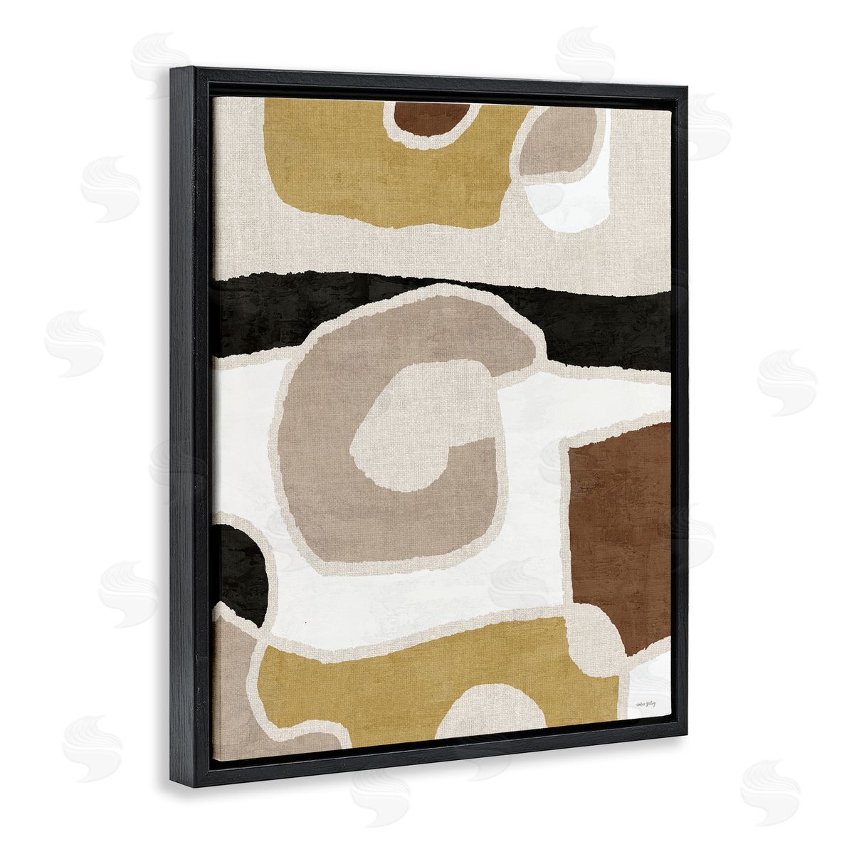 Earthy Boho Geometrics Black Floating Frame Canvas Wall Art, Home Decor by Amber Sterling