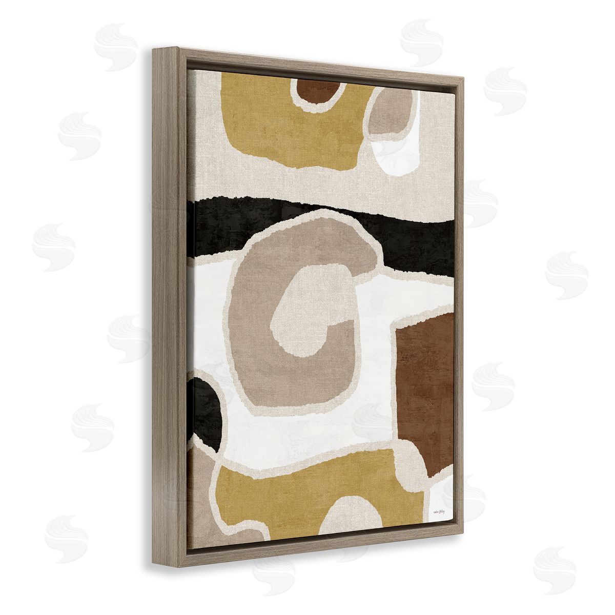 Earthy Boho Geometrics Brown Floating Frame Canvas Wall Art, Home Decor by Amber Sterling