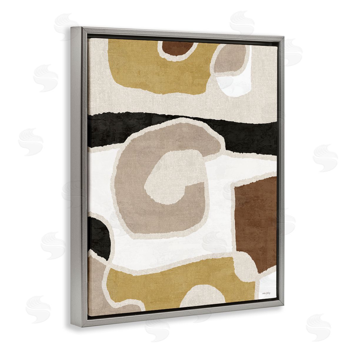 Earthy Boho Geometrics Grey Floating Frame Canvas Wall Art, Home Decor by Amber Sterling