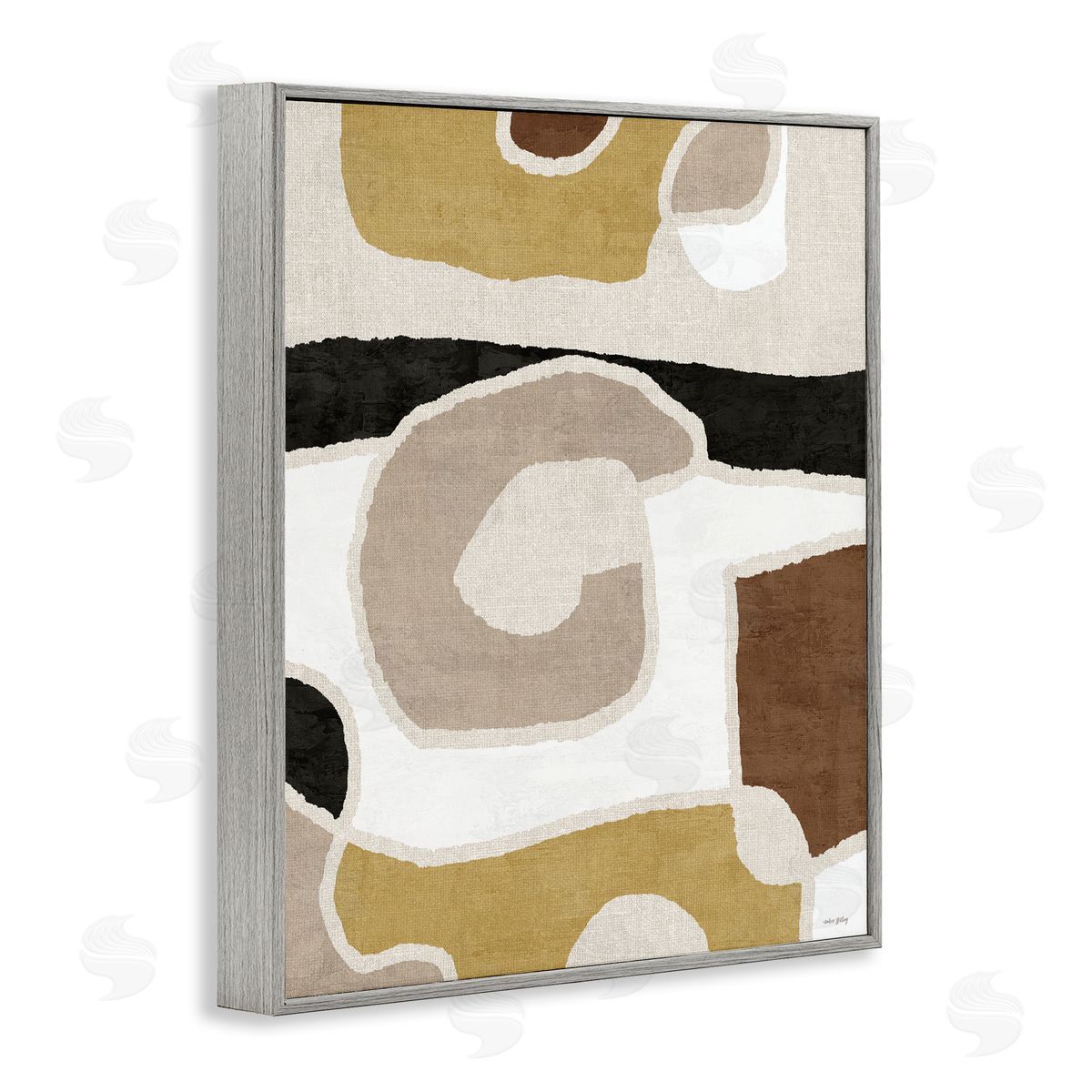 Earthy Boho Geometrics Grey Frame Print Wall Art, Home Decor by Amber Sterling
