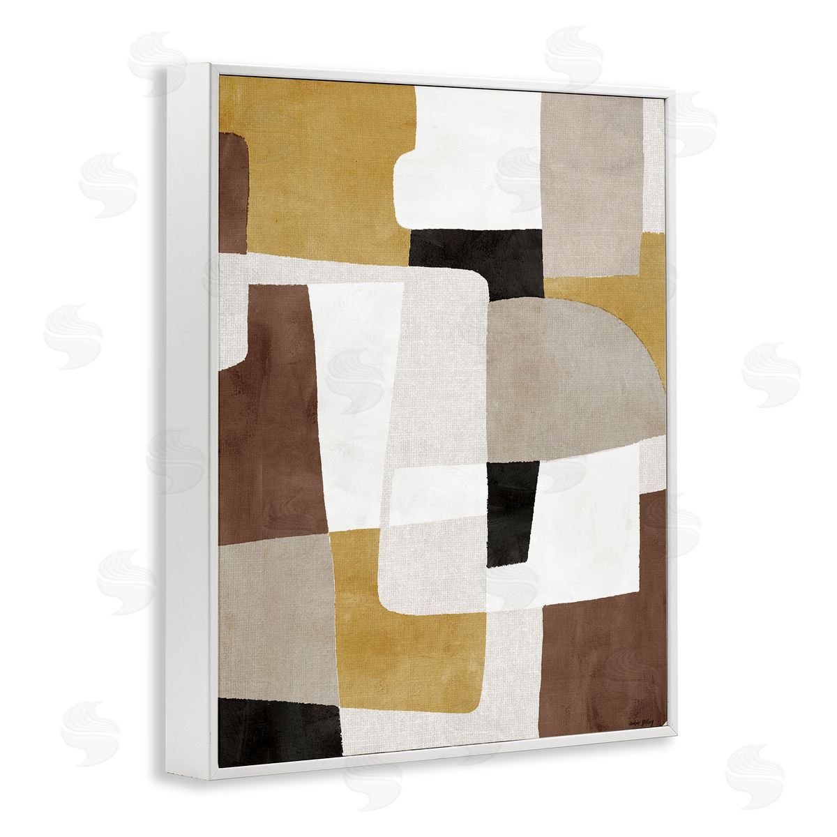 Funky Boho Geometric Shapes White Frame Print Wall Art, Home Decor by Amber Sterling