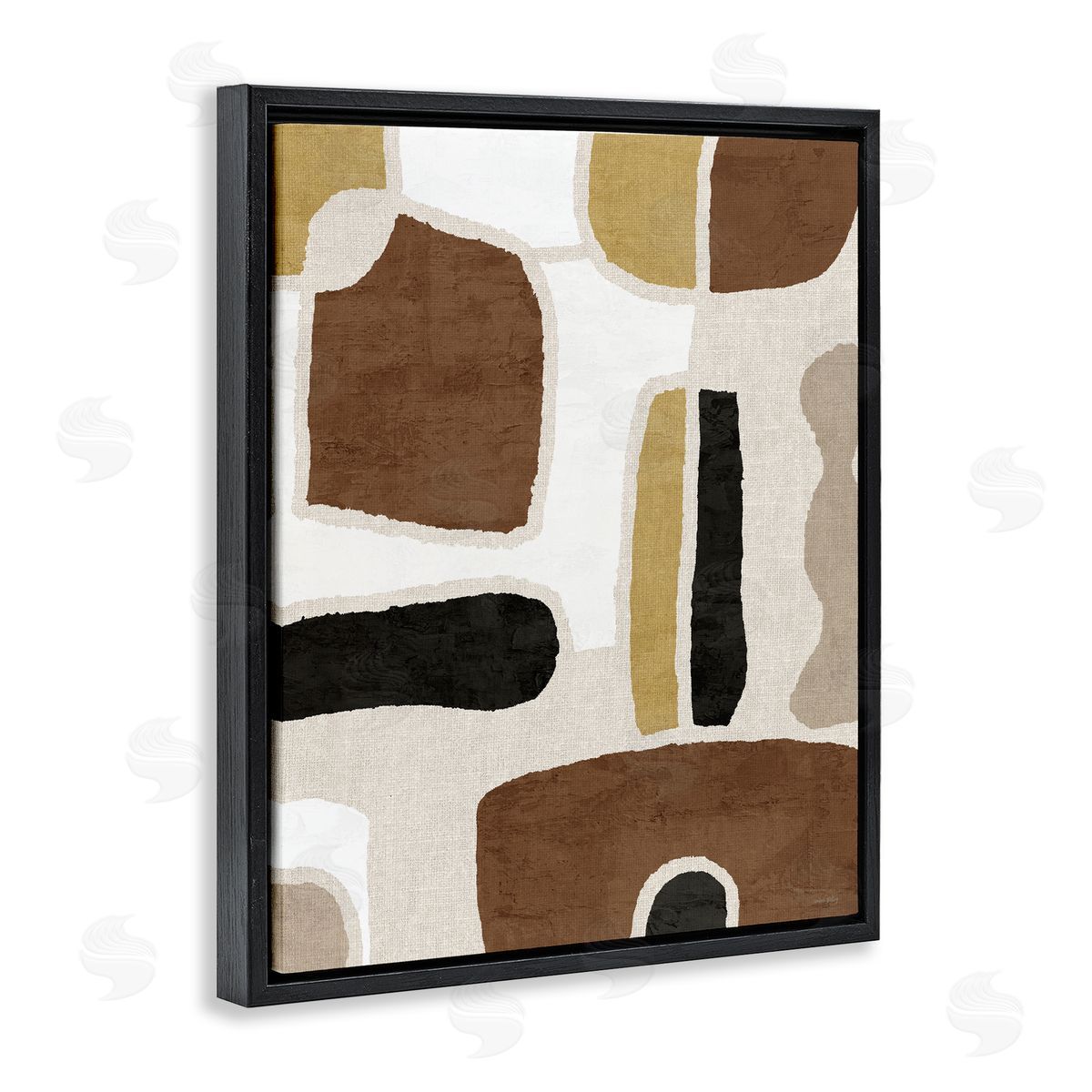 Earthy Organic Shapes Black Floating Frame Canvas Wall Art, Home Decor by Amber Sterling
