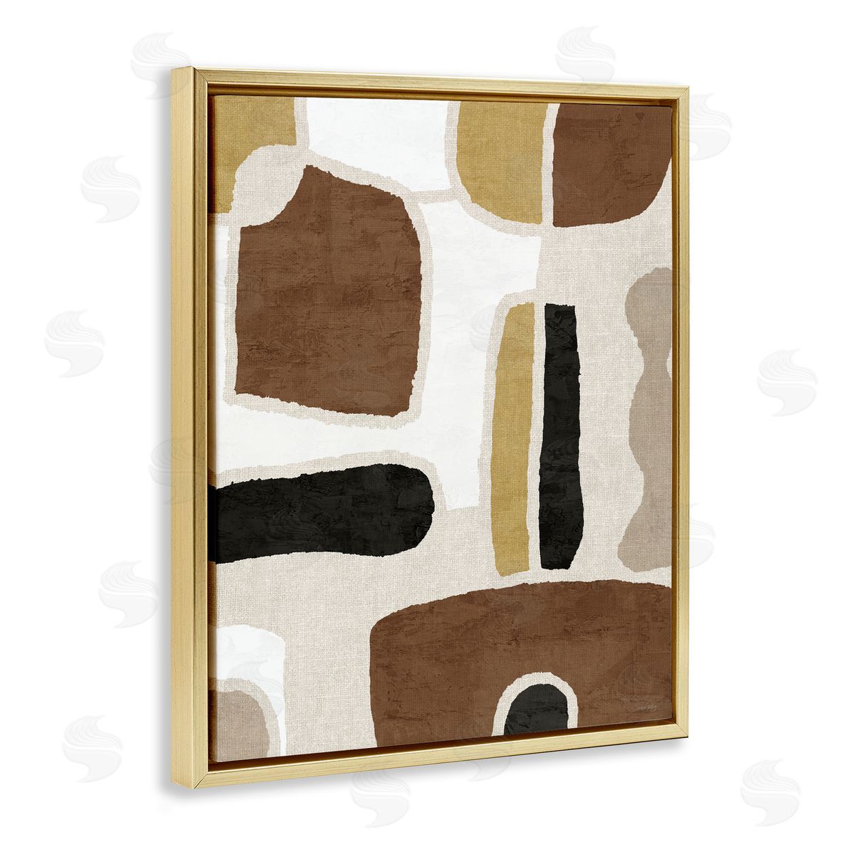 Earthy Organic Shapes Gold Floating Frame Canvas Wall Art, Home Decor by Amber Sterling