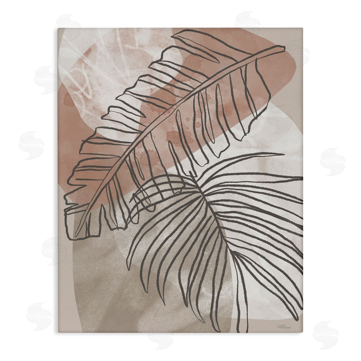 Tropical Earth Tone Leaves Canvas Wall Art, Home Decor by Cat Thurman Designs