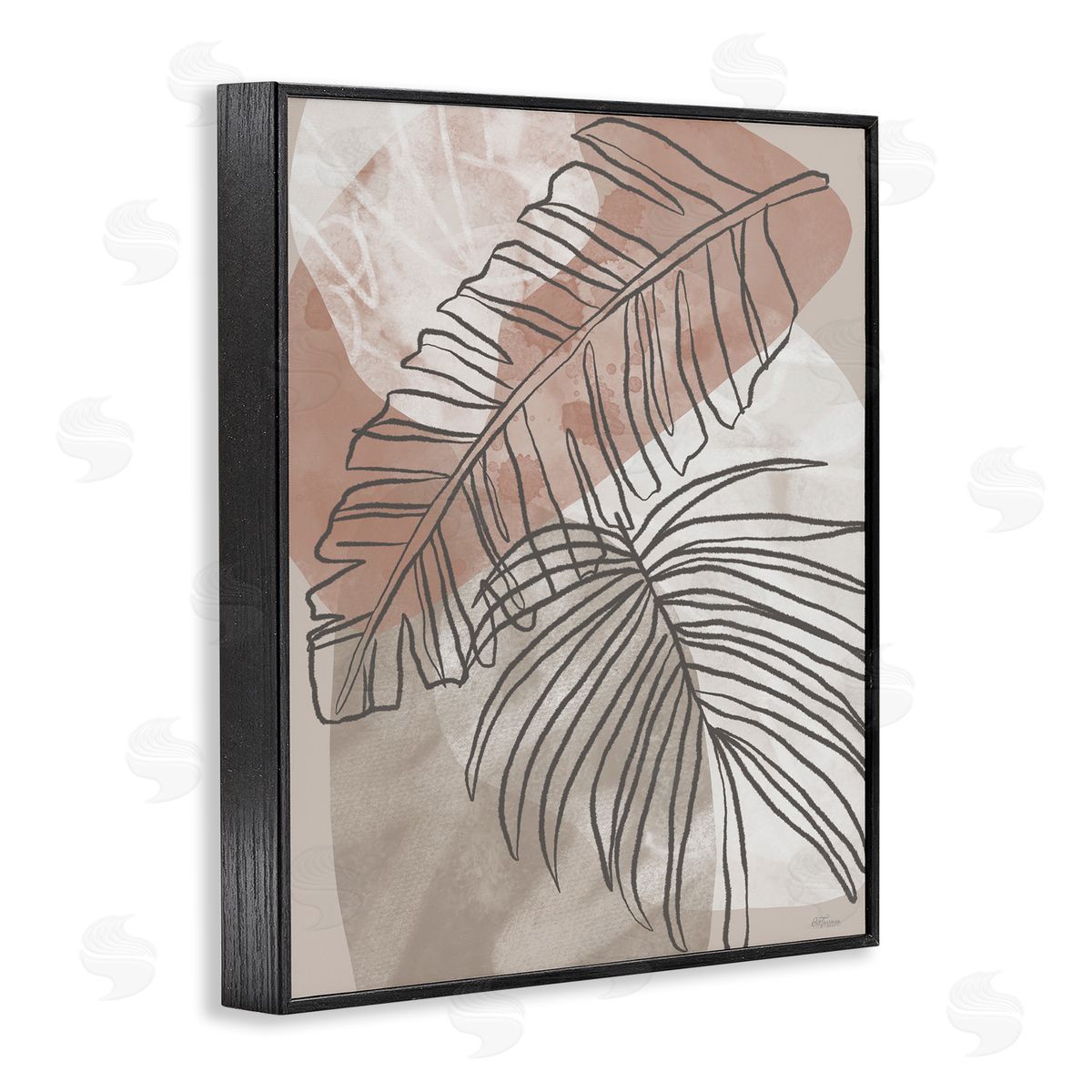 Tropical Earth Tone Leaves Black Frame Print Wall Art, Home Decor by Cat Thurman Designs