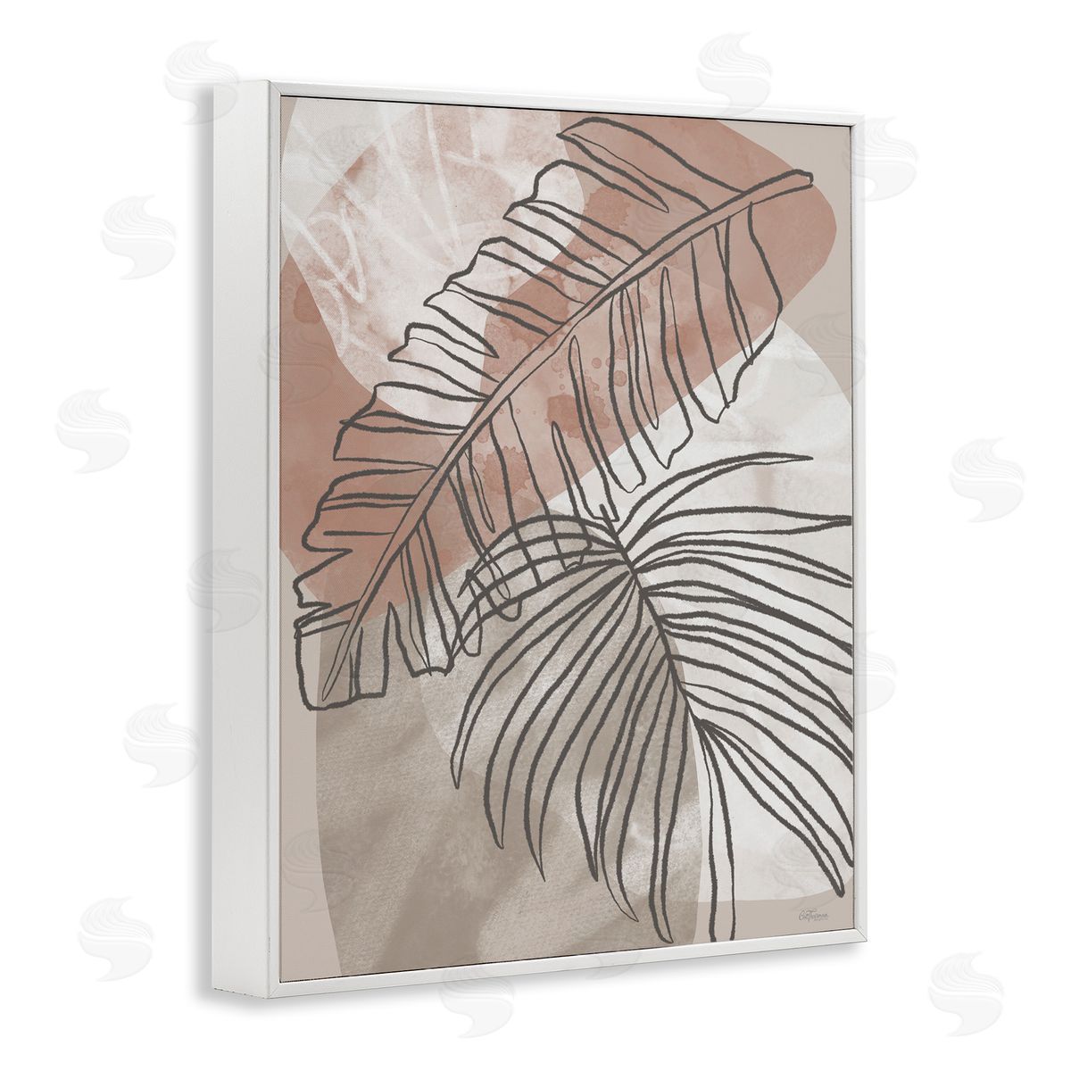 Tropical Earth Tone Leaves White Frame Print Wall Art, Home Decor by Cat Thurman Designs
