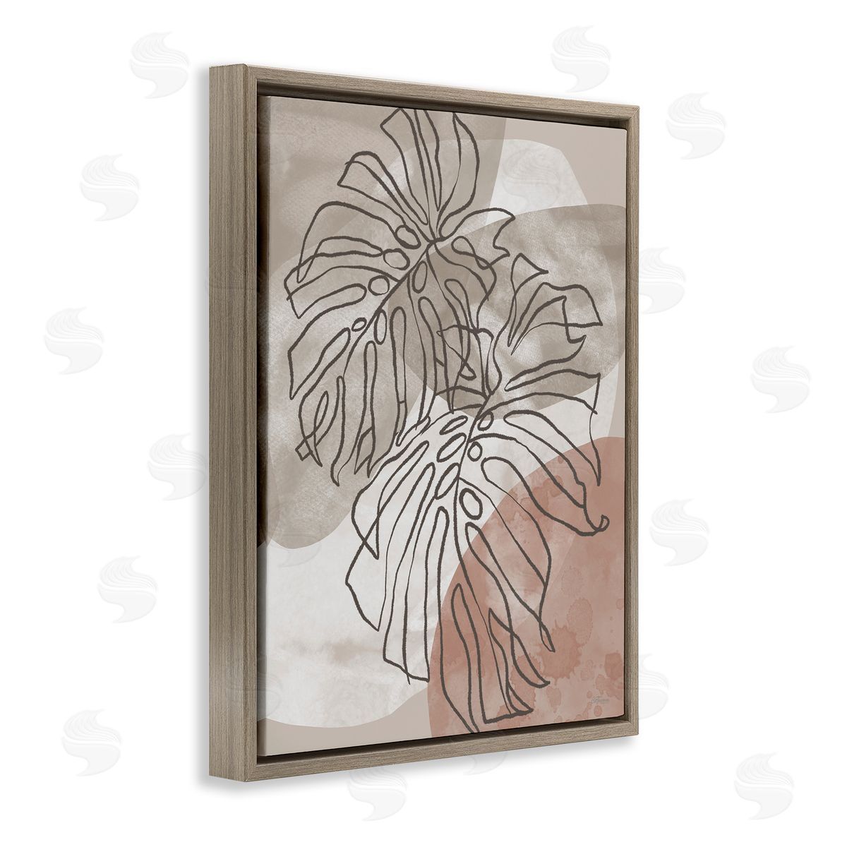 Leaf Outlines in Earth Tones Brown Floating Frame Canvas Wall Art, Home Decor by Cat Thurman Designs