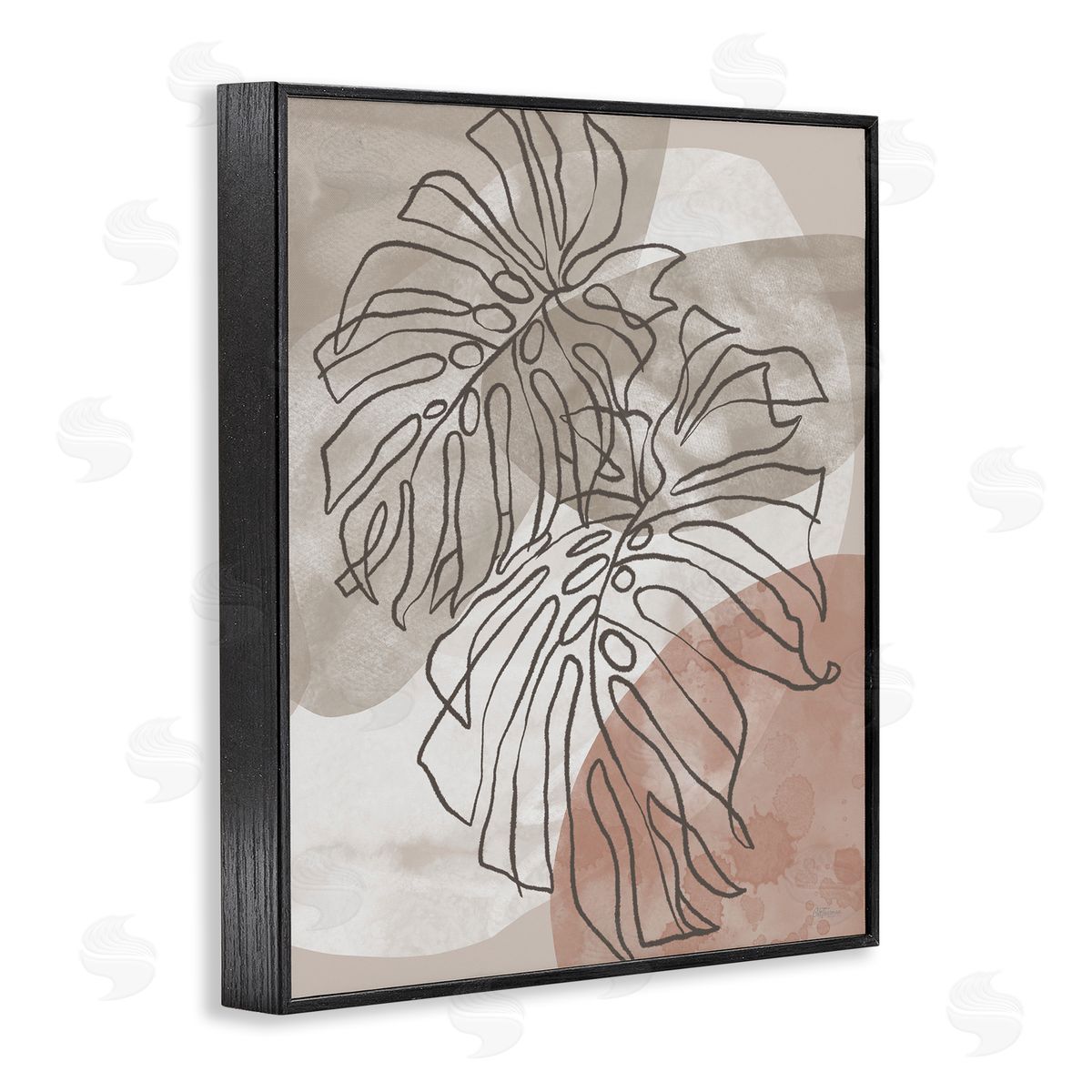 Leaf Outlines in Earth Tones Black Frame Print Wall Art, Home Decor by Cat Thurman Designs