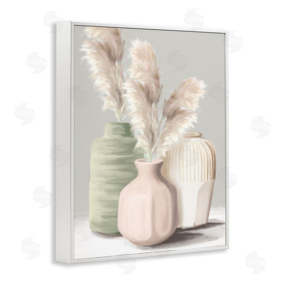Soft Pampas Vases White Frame Print Wall Art, Home Decor by House Fenway