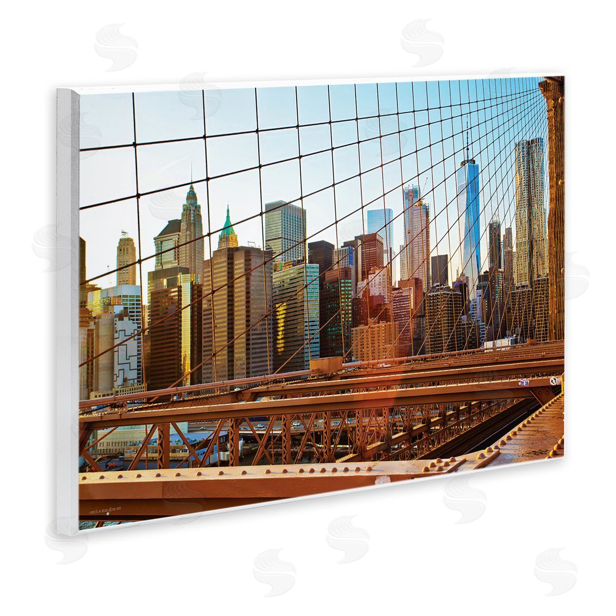 Cityscape Through Bridge Wood Plaque Wall Art, Home Decor by Seven Trees Design
