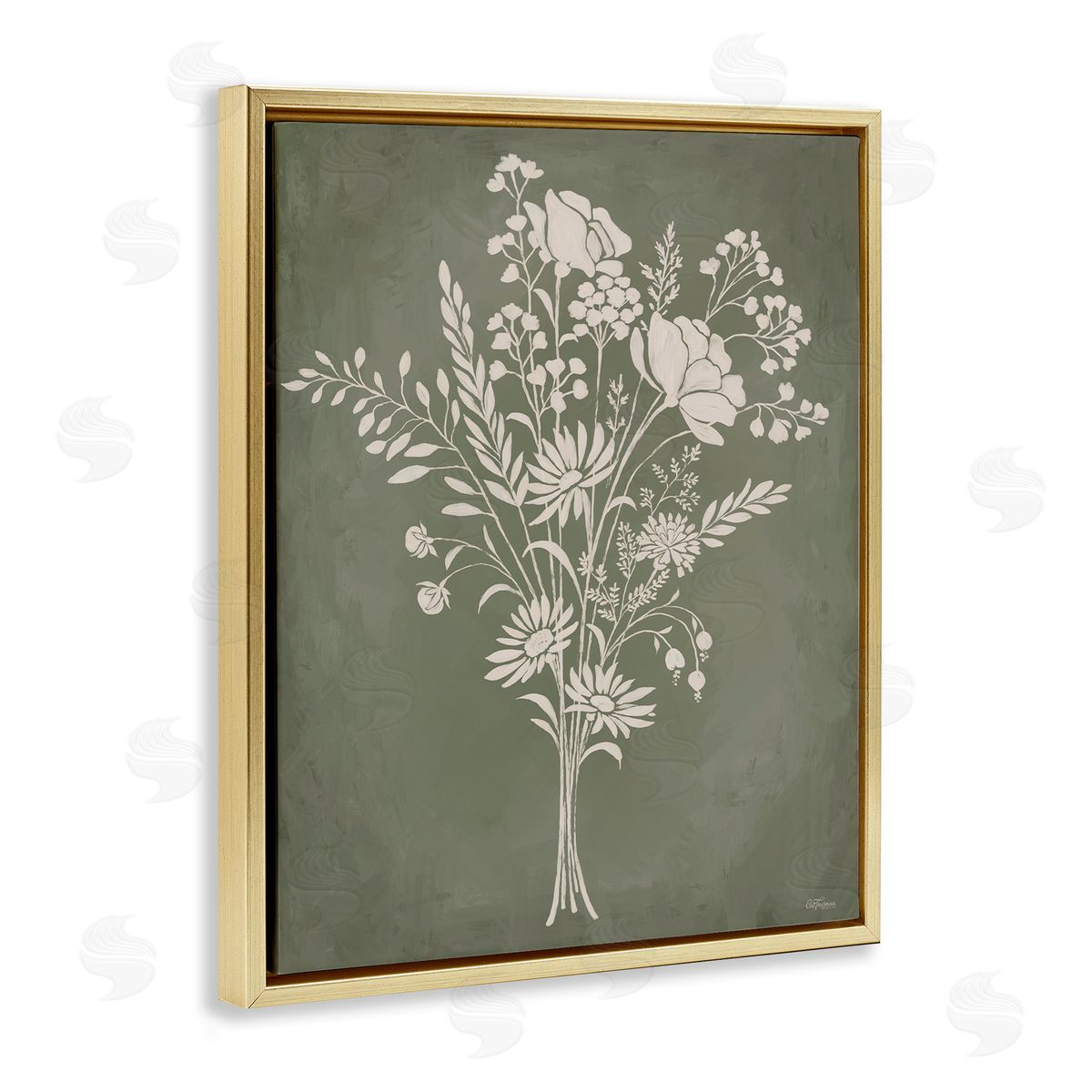 Wildflower Impression Bundle Gold Floating Frame Canvas Wall Art, Home Decor by Cat Thurman Designs