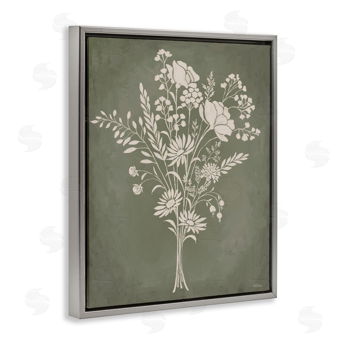 Wildflower Impression Bundle Grey Floating Frame Canvas Wall Art, Home Decor by Cat Thurman Designs