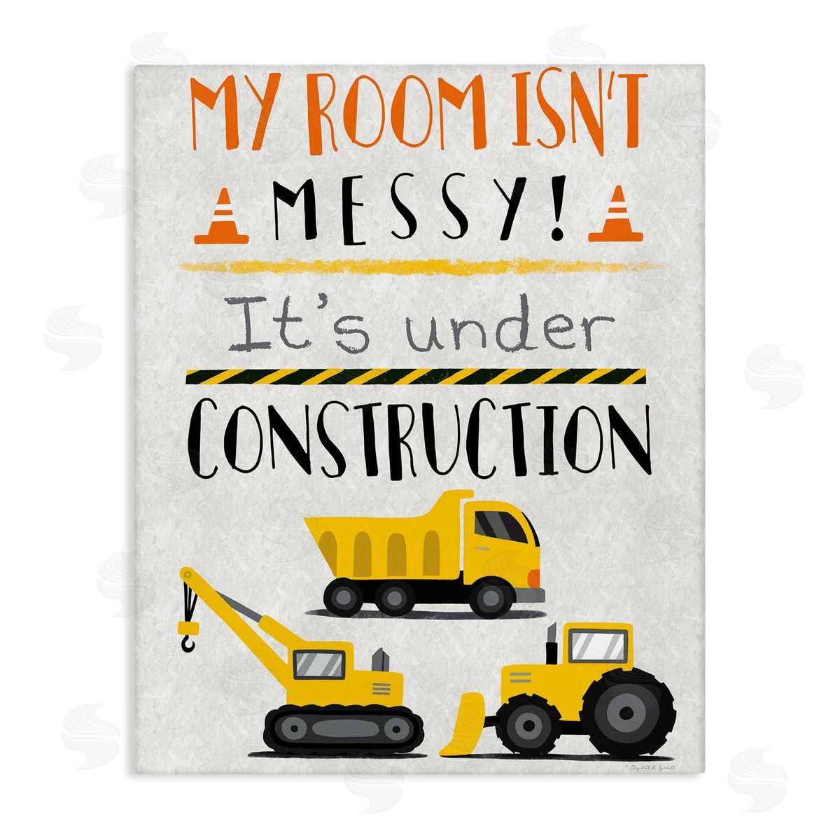 Under Construction Not Messy Canvas Wall Art, Home Decor by Elizabeth Tyndall