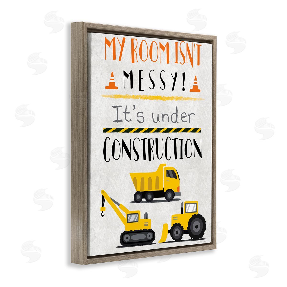 Under Construction Not Messy Brown Floating Frame Canvas Wall Art, Home Decor by Elizabeth Tyndall